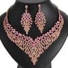 Cadena de Clavícula de Aleación Temperamento de Corte Europeo y Americano Retro Exagerado Temperamento Gema de Cristal Collar Corto Set de Aretes Fiesta de Cena