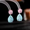 Pendientes de gota con forma de corazón de circonita micro pavimentada, de lujo accesible de alta gama, elegantes, para mujer, diseño geométrico de nicho, estilo europeo y americano