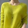 Suéter de Cachemira para Mujer Cuello Redondo Otoño e Invierno Nuevo Manga Larga Una Línea Listo para Usar Tejido Suéter para Fondo Venta Directa de Fábrica