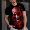2024 Nueva Camisa de Hombre Estampado de Calavera 3D Retro Horror Verano Clásica Casual Cuello Redondo Manga Corta Moda Holgada