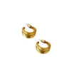 Pendientes Asimétricos Hechos a Mano con Partículas de Arenisca, Chapados en Oro de Latón Retro de Nicho Francés, con Cierre de Plata 925 en Forma de C