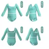 Mono nuevo con cuello cuadrado manga larga de ballet body básico para entrenamiento traje de yoga traje para prueba de arte traje de gimnasia traje de práctica