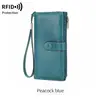 Cartera Larga Plegable para Mujer con RFID Antimanético, Estilo Retro, Gran Capacidad, Bolso de Mano de Moda Multifuncional