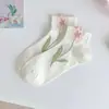 Calcetines Lolita para Mujer Primavera y Verano Nueva Llegada Calcetines para Mujer Bajos Tulipán Blancos Calcetines Cortos Chica Dulce Estudiante Calcetines de Algodón