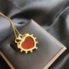S925 prata banhado a ouro sul vermelho ágata grupo diamante pingente tribunal estilo retro requintado amor colar feminino para namorada