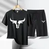 Traje Deportivo Casual de Dos Piezas de Verano para Hombre, Talla Grande, Secado Rápido, Camiseta y Shorts de Seda Helada, Venta Directa de Fábrica