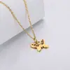 Collar Colgante de Mariposa de Acero Inoxidable Más Vendido de Temu Transfronterizo, Collar Personalizado de Acero de Titanio Hueco, Cadena para Clavícula de Mujer al por Mayor