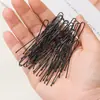 Pinza Negra para el Cabello en Forma de U con Diseño de Ola, Pasador Anti-Rayaduras para Peinar, Pinza Fija Engrosada para Peinados Recogidos