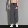 Pantalones jogger de seda helada para hombre, pantalones deportivos cropped holgados de moda, pantalones casuales finos de secado rápido para hombre