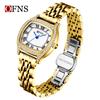 Reloj de Moda para Mujer Más Vendido de Ofns Tiktok Impermeable Barril Cuadrado Números Romanos Reloj de Cuarzo con Diamantes Reloj de Pulsera para Mujer