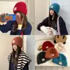 Gorro de Punto Grueso Cálido Versátil Simple para Mujer Estilo Coreano Adelgazante para la Cara Gorro Grande para Circunferencia de Cabeza Grande Gorro Frío Protector de Orejas