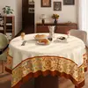 Mantel redondo estilo americano, sensación de lujo ligero y alta gama, mantel redondo pequeño, impermeable, a prueba de aceite, lavable, resistente al calor, paño protector para mesa de comedor redonda