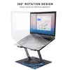 Soporte Plegable para Laptop Giratorio 360°, Aleación de Aluminio Disipación de Calor Antivibración Elevador de Laptop para Oficina y Gaming para Portátil, Tableta, Tableta de Dibujo (Hasta 17)