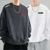 Moletom espesso de outono e inverno para homens, blusa de gola redonda casual, jaqueta de corte solto, camisa básica versátil, de manga longa e quente