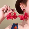 Pendientes de Flor Coloridos Dopamina para Mujer Primavera 2025 Nuevos Pendientes Estilo Resort Junto al Mar Clip de Oreja Exagerado Joyería para Oreja