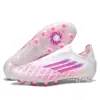 Zapatos de fútbol Yamal F50+ sin cordones, color rosa, con tacos largos, AG/TF, para adultos, adolescentes y niños, aptos para hombres y mujeres, para entrenamiento