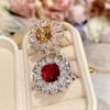 Camelia Dama Nueva elegante lujo imitación rubí pichón anillo diamante completo destello retro moda colorido anillo tesoro
