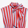 Camisa de Rayas sin Mangas Ajustada con Lazo Decorado para Mujer, Nueva Colección Primavera 2026 AliExpress Transfronterizo 3091320