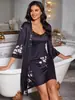 Roupa casual para casa transfronteiriça, camisola estampada com acabamento em renda, conjunto de roupão de duas peças, conjunto de pijama de comércio exterior no atacado