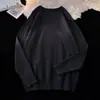 Suéter de punto de cuello redondo liso para otoño e invierno estilo japonés retro, corte ajustado, suéter de punto versátil, suéter de manga larga para hombres y mujeres, corte holgado para parejas