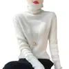 Nuevo suéter básico de punto acanalado versátil de color liso para otoño e invierno, suave y agradable para la piel, de cuello alto para mujer
