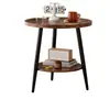 Mesa redonda pequena para uso doméstico, mesa de centro para sala de estar, mesa lateral de camada dupla, mesa de canto, mesa lateral móvel, mesa de chá para varanda, mesa com prateleira de armazenamento