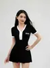 2026 Nuevo Traje de Baño Estilo Falda Deportiva de una Pieza Sexy Delgado Conservador Adelgazante Cubre Vientre Traje de Baño para Aguas Termales para Mujeres
