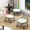 Taburete Bajo Giratorio de Acrílico con Respaldo Transparente Silencioso, Silla Pequeña con Ruedas para Transportar Bebés, Taburete de Cambio de Zapatos de Moda
