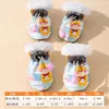 Lindos zapatos estampados para cachorros, perros pequeños, mascotas, que no se caen, otoño, finos, para interiores, fundas para patas de perro, otoño, cálidos