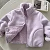 Chaqueta de Lana de Cordero para Niños 2025 Chaqueta de Invierno Forrada de Polar para Niños Pequeños y Medianos, Ropa Exterior de Color Sólido, Top Cálido Estilo Coreano para Bebés