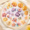 Dia Lindo Série Flor de Veludo Pacote de Adesivos de Simulação Tema Floral Material de Flor 30 Folhas em 6 Designs