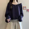 Sudadera de Diseño Talla Grande Falsa de Dos Piezas Hombro Inclinado Corta para Mujer Otoño 2025 Nueva Holgada Aspecto Adelgazante Top Asimétrico