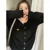 Cárdigan de Punto con Oso Bordado para Mujer, Nuevo Abrigo Suéter de Manga Larga con Cuello Redondo de Botón Único Otoñal, Top Elegante y Suave
