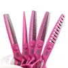 Tijeras de Peluquería Pintadas de Rosa, Tijeras para Cortar el Cabello, Tijeras Planas, Tijeras para Flequillo, Tijeras Entresacadoras, Tijeras de Astas, Tijeras de Espina de Pescado, Tijeras Entresacadoras Sin Costura