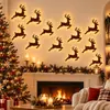 Trineo de Santa Cruzado con Renos Ornamento de Madera Navideño Iluminado F