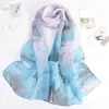 Bufanda Protectora Solar de Gasa Estilo Coreano Bufanda de Seda Estampada Versátil Bufanda Larga Delgada de Seda para Mujer Chal Decorativo Transpirable de Verano