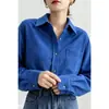 Toma real en stock Otoño/Invierno 2026 Nuevo Azul Klein Camisa Cepillada para Mujer Temperamento Viajes Capa Exterior