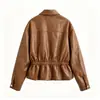 Comercio Exterior Transfronterizo Al por Mayor Otoño 2026 Nuevo Ropa de Mujer Europea y Americana Moda Callejera Chaqueta con Solapa Chaqueta de Cuero PU Ropa de Abrigo