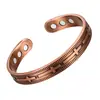 Pulsera Magnética Martillada de Amazon, Brazalete Magnético Abierto Ajustable, Color Cobre Rojo Vintage, Accesorio Magnético Versátil