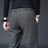 Calças Casuais Masculinas Outono/Inverno 2026 Calças Retas de Negócios de Alta Qualidade Slim Fit Elásticas Calças de Lã Escovada Calças Casuais