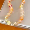 Collar Redondo Geométrico con Perlas Acrílicas, Cadena para Clavícula de Lujo Ligero de Nicho de Gama Alta, Collar Simple y de Personalidad Única al por Mayor