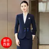 Traje elegante estilo chinês para recepcionistas de hotel, novo uniforme de trabalho estilo chinês com botões para departamentos de vendas e joalherias, terno de trabalho feminino