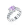 Anillo combinado de plata de ley S925 de 1 quilate con corte de flor de hielo de llama en forma de corazón, juego de anillos de alta gama con tesoro de color 7*7, diamante de alto carbono, anillo de amor