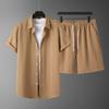 Comércio Exterior Transfronteiriço Novo Conjunto Casual Masculino Moda Marca Tendência Solto Tamanho Grande Camisa de Manga Curta Shorts Conjunto de Duas Peças para Homens
