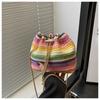 Bolso de Cubo Tejido de Paja de Moda para Mujer de Gran Capacidad 2025 Nuevo Colorido Casual Vacaciones Marinas Playa Un Solo Hombro Tejido