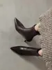 Botas Europeias Apontadas Elásticas Emagrecedoras Inverno Novo Simples Marrom Zíper Atrás Modernas Finas Salto Alto Cano Curto Femininas