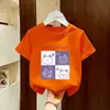 Camiseta de Algodón 100% Puro para Niña, Cuello Redondo, Manga Corta, Nuevo Estilo de Verano, Ropa de Moda para Niños y Bebés, Estampado de Dibujos Animados, Top Versátil
