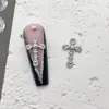 Accesorios Nuevos para Uñas Transfronterizos, Estilo Punk Retro Aleación Perla Incrustada Diamante Cruz Uña Accesorios al por Mayor