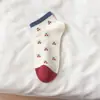 Calcetines Cortos Sin Costuras de Verano para Mujer, Calcetines Cortos Bordados Lindos Estilo Coreano Ins, Calcetines de Tobillo de Malla Fina para Mujer para Verano