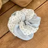 Scrunchie Fresco de Bolinhas Estilo Coreano Envolto à Mão Flor de Cabelo de Laço Duplo Interligado Doce Elegante Suporte para Rabo de Cavalo Gravata de Cabelo para Mulheres